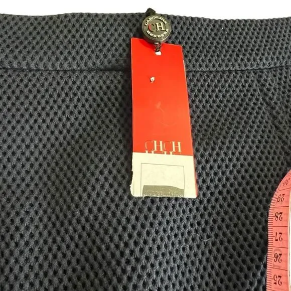 Carolina Herrera Navy Blue Textured Cotton Pencil Skirt NWT Size 4 Career Midi - Picture 7 of 9